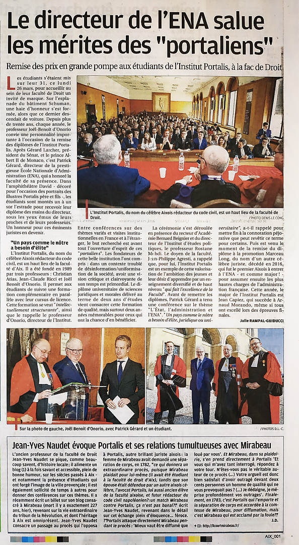 Remise des prix à l'Institut Portalis