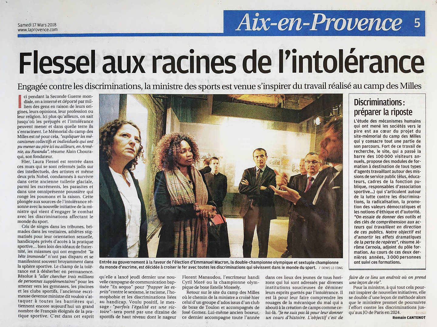 Laura Flessel en visite au camp des Milles